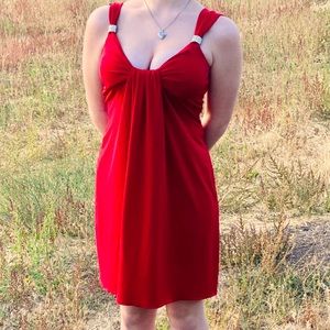 Vintage 90s Y2K Red Bling Dress Dance Semi Formal Prom Cocktail Size S